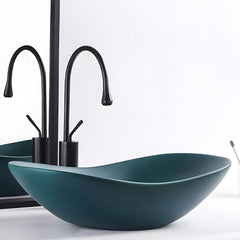 Oval Modern Bathroom Sink with Overflow, Basin & Faucet