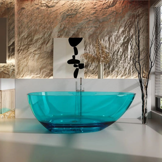 Verde Asymmetry Freestanding Green Resin Bathtub