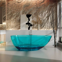 Verde Asymmetry Freestanding Green Resin Bathtub