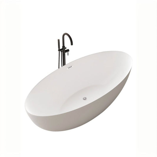 PlexiLux Elliptical Freestanding Bathtub with Handles &amp; Soaking Therapy