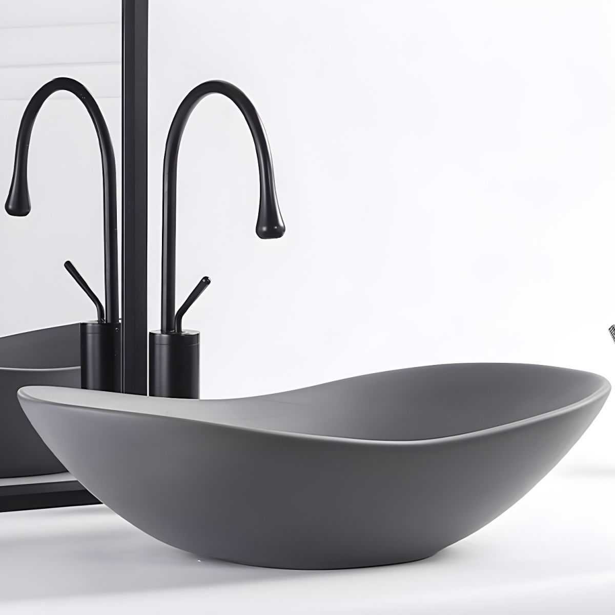 Oval Modern Bathroom Sink with Overflow, Basin & Faucet