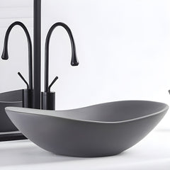 Oval Modern Bathroom Sink with Overflow, Basin & Faucet