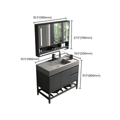 Urban Gray Wood Vanity Set with Stone Countertop & Mirror