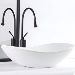Oval Modern Bathroom Sink with Overflow, Basin & Faucet