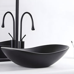 Oval Modern Bathroom Sink with Overflow, Basin & Faucet
