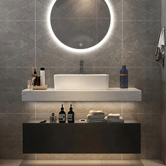 Astra Modern Oak Vanity with Stone Top & LED Mirror