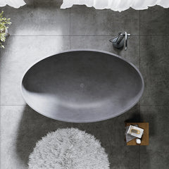 Industrial Gray Concrete Oval Freestanding Soaking Tub