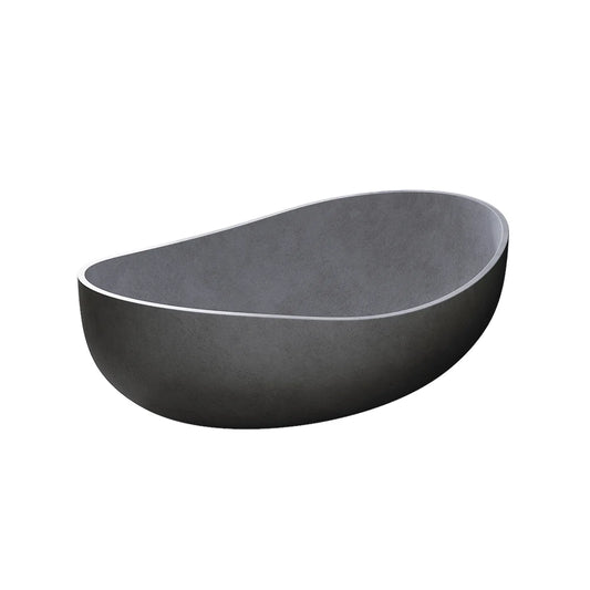 Industrial Gray Concrete Oval Freestanding Soaking Tub