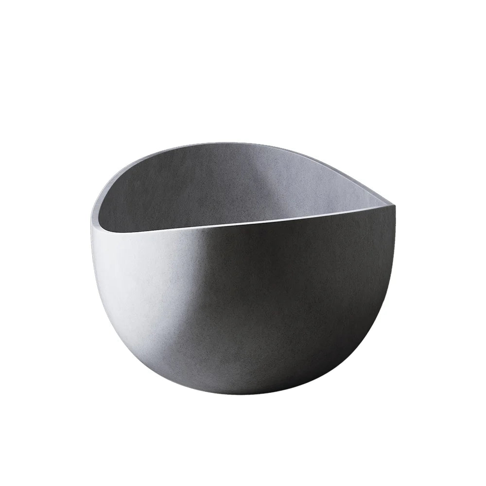 Industrial Gray Concrete Oval Freestanding Soaking Tub