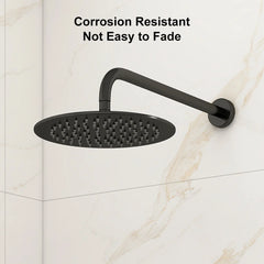 250mm Wall-Mounted Black Round Shower Set with 2 Functions & Hand Shower