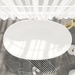 Pure Form Oval Freestanding Stone Resin Soaking Tub in Matte White