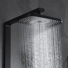 Black Exposed Rainfall Shower Mixer with Hand shower & Stone Rack