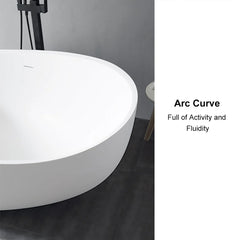 Pure Form Oval Freestanding Stone Resin Soaking Tub in Matte White