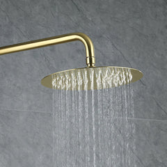 250mm Modern Luxury Exposed Thermostatic Shower Set with Gold Rainfall Head