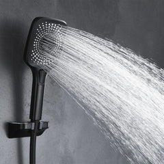 Black Exposed Rainfall Shower Mixer with Hand shower & Stone Rack