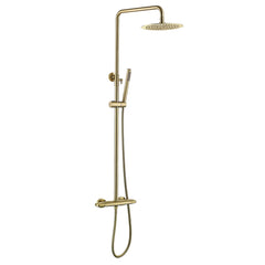 250mm Modern Luxury Exposed Thermostatic Shower Set with Gold Rainfall Head