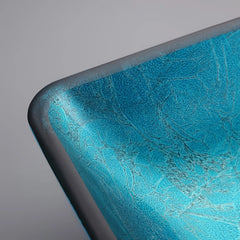 Modern Greenish-Blue Rectangular Tempered Glass Countertop Basin