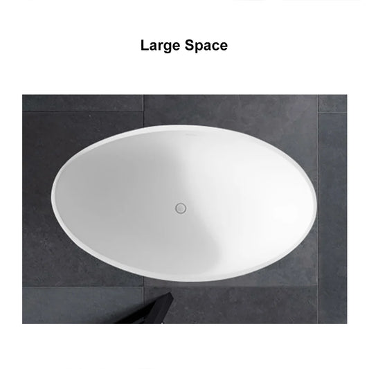 Pure Form Oval Freestanding Stone Resin Soaking Tub in Matte White